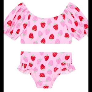 NWT Strawberry Print Pink Kids Swim Set Size 18 Months